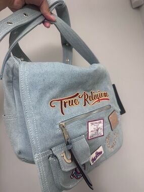 True Religion light denim Canvas Shoulder Bag NEED GONE ASAP